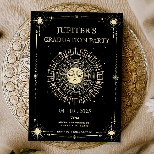 Magical mystical tarot boho sun Graduation Invitation (Creator Uploaded)
