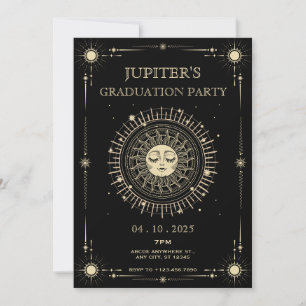 Magical mystical tarot boho sun Graduation Invitation