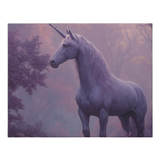Magical Mystical Unicorn in Enchanted Forest Faux Canvas Print