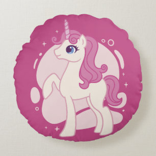 Magical Mythical Unicorn Illustration Round Pillow