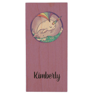 Magical Narwhal Wood Flash Drive