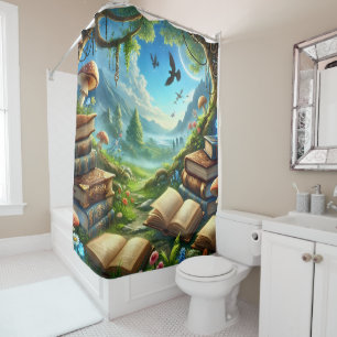 Magical Nature and Old Books Shower Curtain