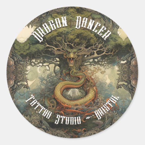 Magical Nature Japanese Bonsai Tree Dragon Classic Round Sticker