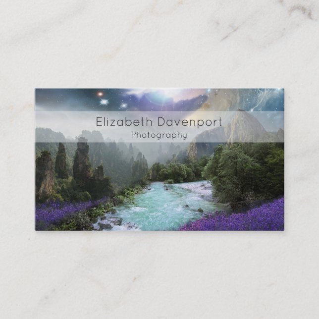 Magical Nature Landscape with Rushing Water Business Card (Front)