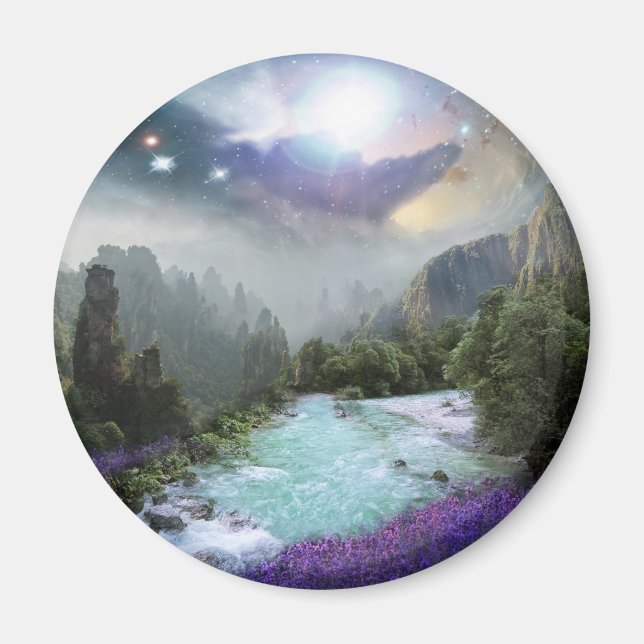 Magical Nature Landscape with Rushing Water Magnet (Front)