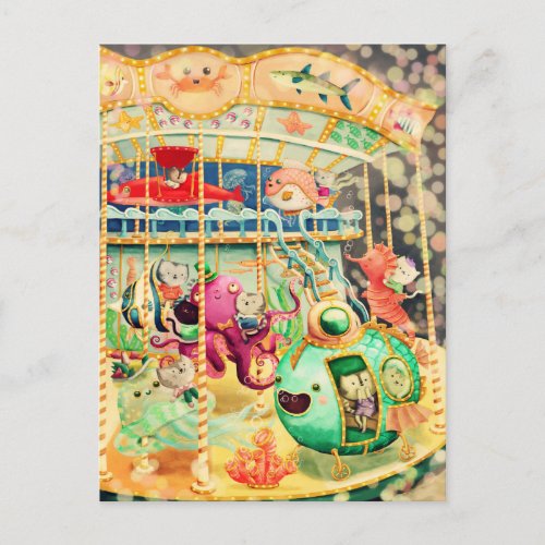 Magical Nautical Carousel Postcard