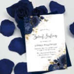 Magical Navy Indigo Blue Roses & Gold Sweet 16 Invitation<br><div class="desc">Magical Navy Indigo Blue Roses & Gold Sweet 16 Invitation

More elegant floral designs in our store!

See matching collection in our store</div>