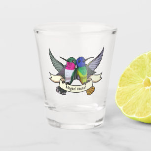 Magical Nectar Cute Hummingbirds Holding Ribbon Shot Glass