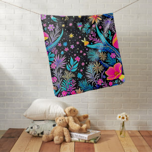 Magical Neon Forest Night Dream Design Baby Blanket