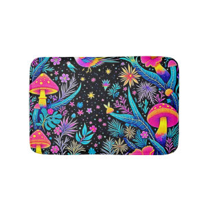 Magical Neon Forest Night Dream Design Bath Mat