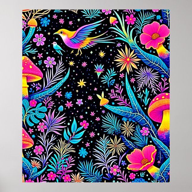 Magical Neon Forest Night Dream Design Poster (Front)