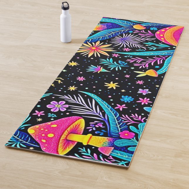 Magical Neon Forest Night Dream Design Yoga Mat (In Situ)