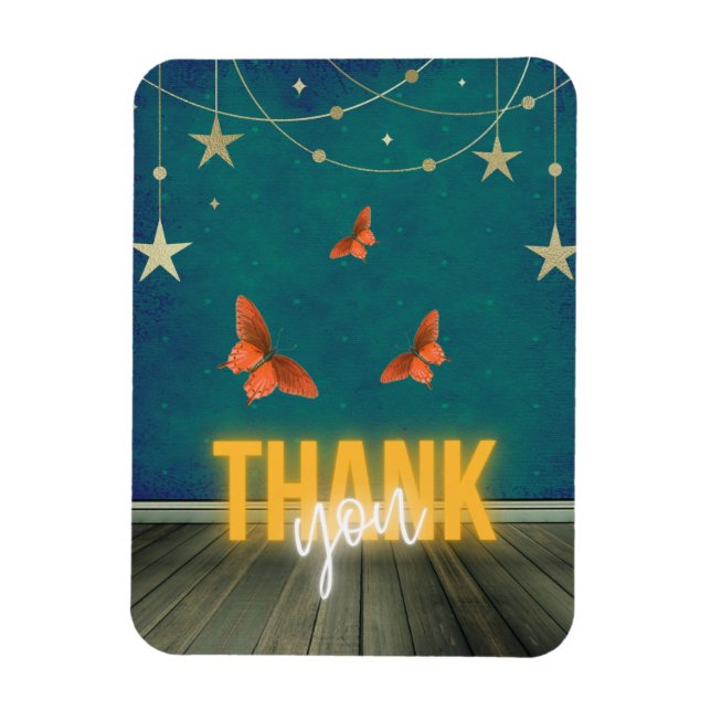 Magical Neon Lights & Butterflies  Magnet (Vertical)