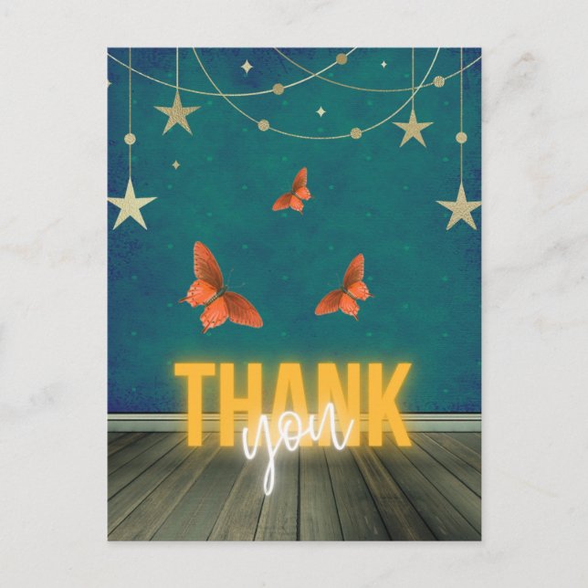 Magical Neon Lights & Butterflies  Postcard (Front)