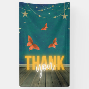 Magical Neon Lights & Butterflies Thank You Banner