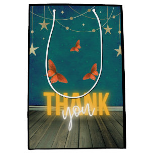 Magical Neon Lights & Butterflies Thank You Medium Gift Bag