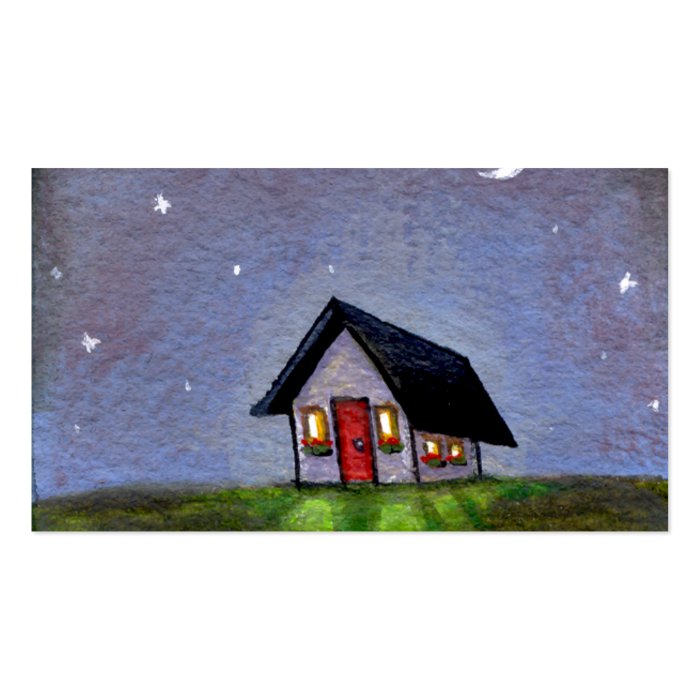 Magical night cottage art starry sky fun painting business card template