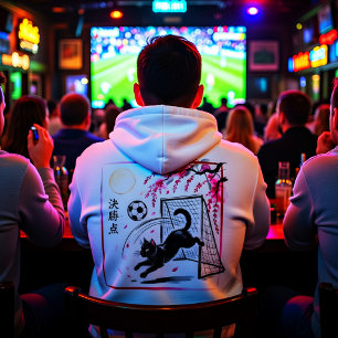Magical Night Football Cat & Cherry Blossom Art Hoodie