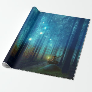 Magical Night Forest Trees Fairy Tale Wrapping Paper
