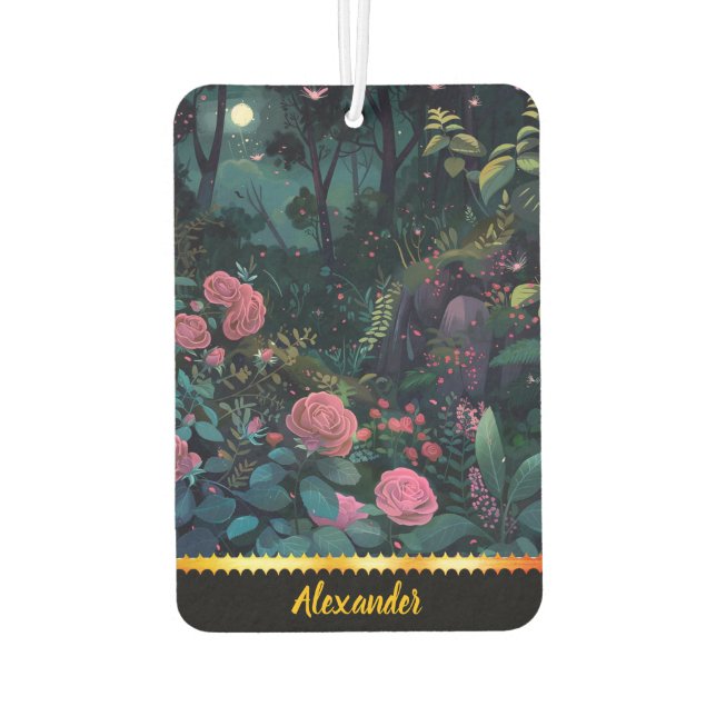 Magical night garden of blooming roses air freshener (Back)