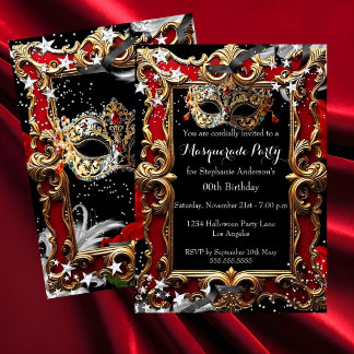 Magical Night Masquerade Party Red Halloween Invitation