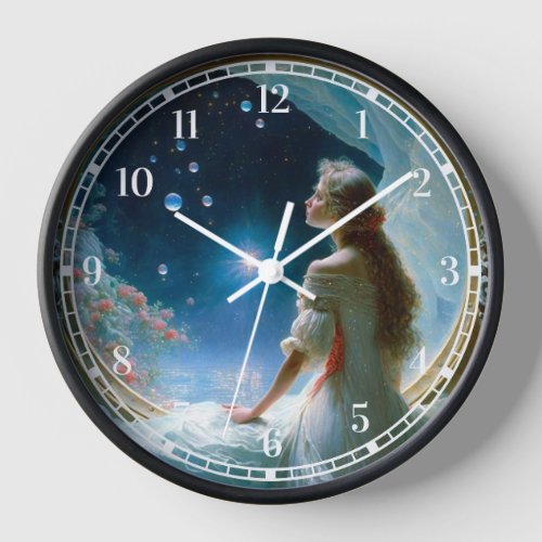 Magical Night Scene Fantasy Art Clock