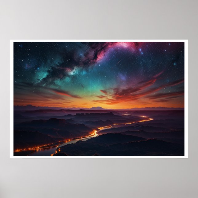 Magical Northern Lights Landscape Poster (Front)