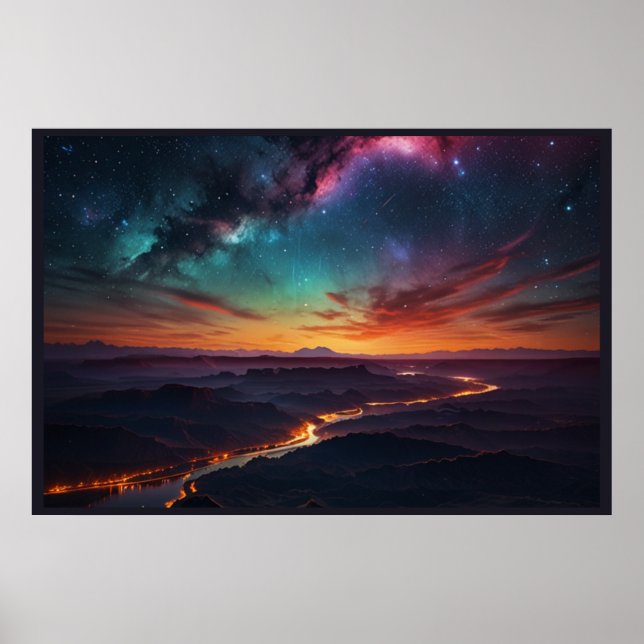 Magical Northern Lights Landscape Poster (Front)