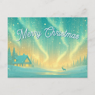 Magical Northern Lights Merry Christmas Holiday Postcard