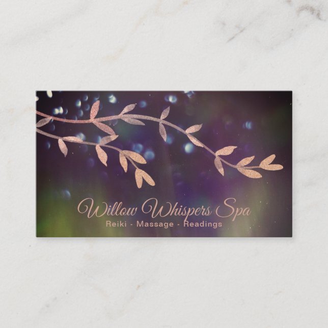 *~* Magical  Northern Lights Willow Tree  Branch Business Card (Front)