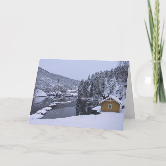 Magical Norwegian Winter Scenery Blank Card (Front)