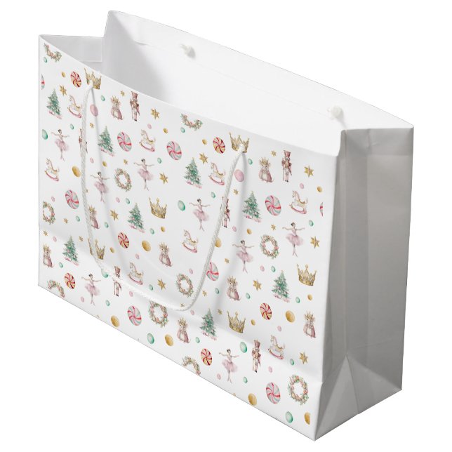 Magical Nutcracker Ballet Pink Wrapping Large Gift Bag (Front Angled)