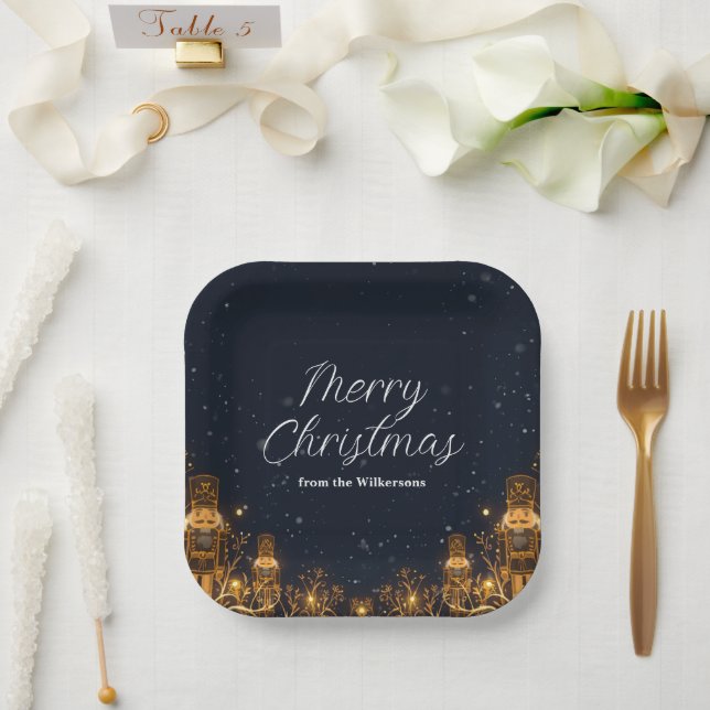 Magical Nutcracker Winter Night Custom Name Xmas Paper Plates (Wedding)