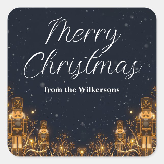 Magical Nutcracker Winter Night Custom Name Xmas Square Sticker (Front)