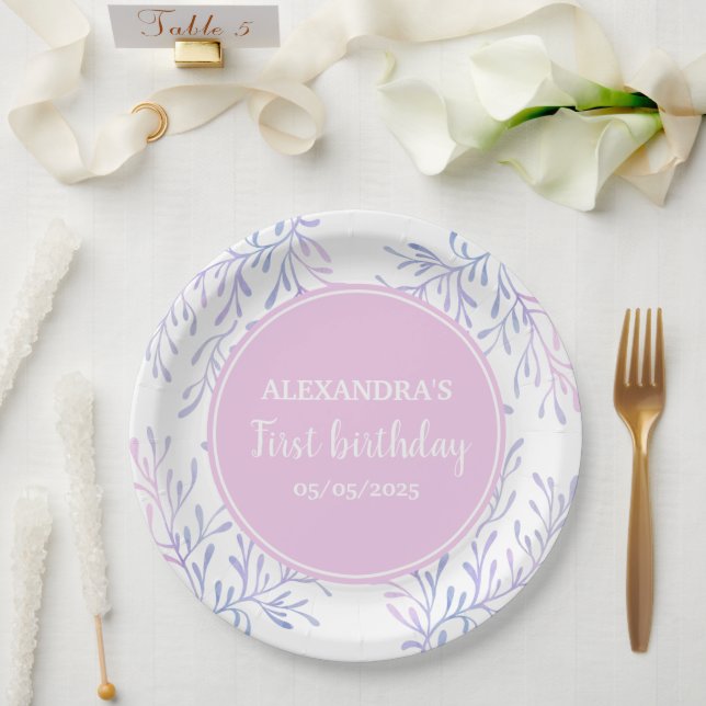 Magical Ocean Birthday Girl 1st Birthday Paper Plates (Wedding)