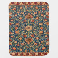 Magical Oriental Rug Pattern in Blue and Red Baby Blanket