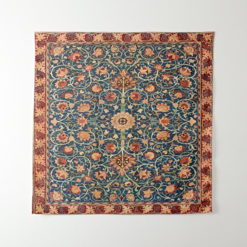 Magical Oriental Rug Pattern in Blue and Red Tapestry