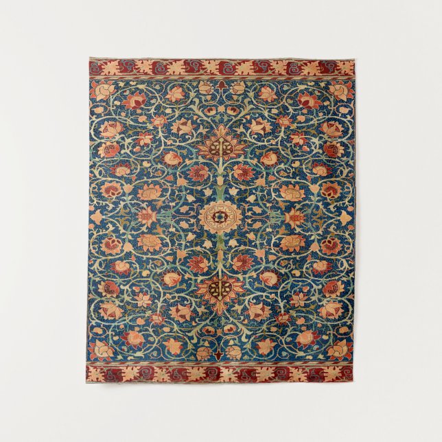Magical Oriental Rug Pattern in Blue and Red Tapestry (Front)