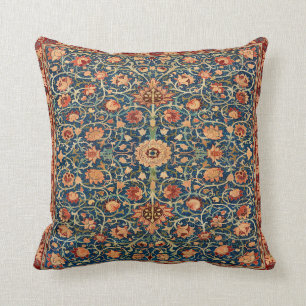 Magical Oriental Rug Pattern in Blue and Red Throw Pillow