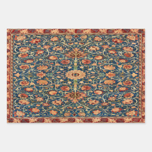 Magical Oriental Rug Pattern in Blue and Red Wrapping Paper Sheets