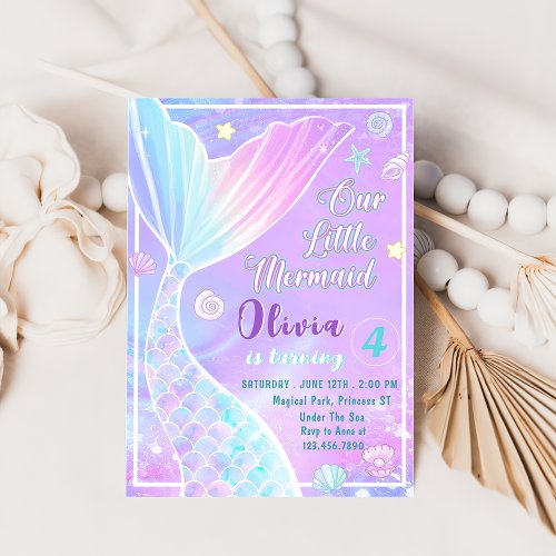 Magical Our Little Mermaid Birthday Invitation