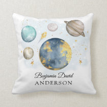 Magical Outer Space Galaxy Moon Stars Boy Nursery Throw Pillow