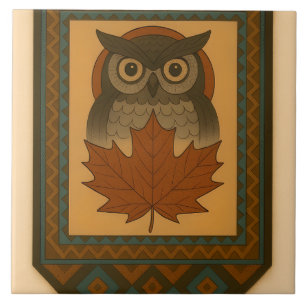 Magical Owl Design with Beaded Look Ceramic Tile