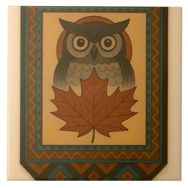 Magical Owl Design with Beaded Look Ceramic Tile (Front)