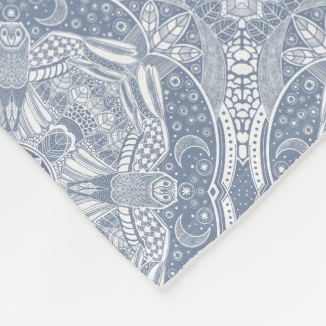 Magical Owl Mandala Fleece Blanket (Corner)