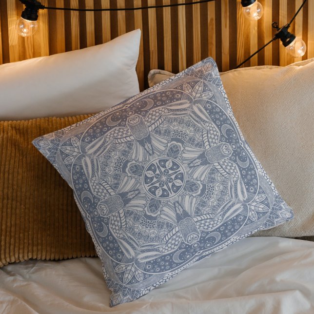 Magical Owl Mandala Throw Pillow (Creator Uploaded)