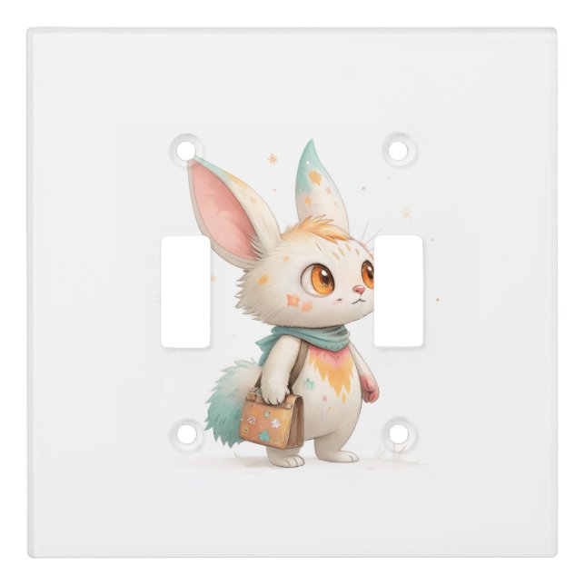 Magical Paint-Splashed Rabbit-Cat Creature Light Switch Cover (Front)
