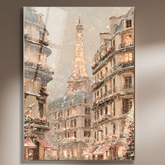 Magical Paris Christmas Winter Metal Print