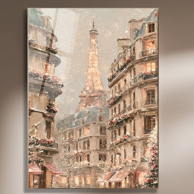 Magical Paris Christmas Winter Metal Print (#ParisChristmas #ParisWinter #EiffelTowerArt #ChristmasArtPrint #HolidayDecor #WinterWonderland )