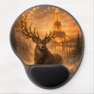 Magical Paris Stag Eiffel Tower Autumn Gel Mouse Pad